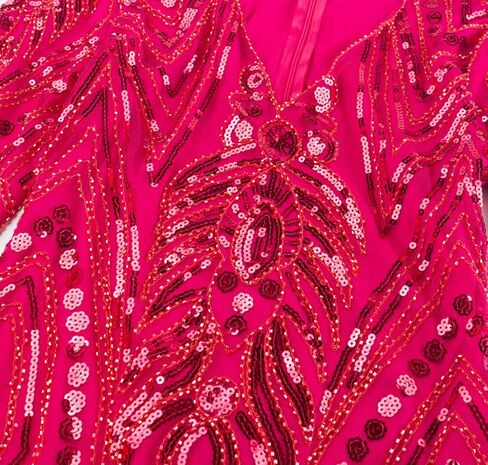 BABEYOND 1920s Flapper Long Sleeves Dress Great Gatsby Fringed Sequins Dress for Prom Party in Saudi Arabia
