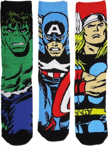 Marvel Mens Avengers Casual Crew Socks 3 Pair Pack Shoe Size 6-12 in Saudi Arabia