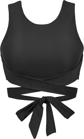 Balasami المرأة داعمة عالية الرقبة كيبك الصليب بيكيني مطبوع رفع الحشو التفاف التعادل تانك ملابس السباحة المايوه القمم فقط in Kuwait