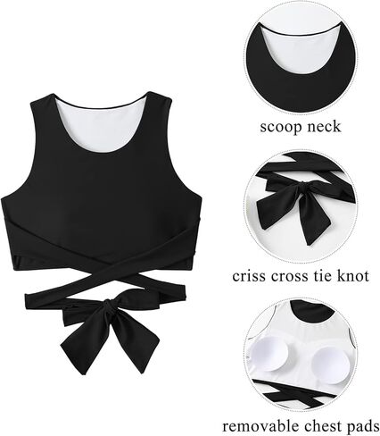 Balasami المرأة داعمة عالية الرقبة كيبك الصليب بيكيني مطبوع رفع الحشو التفاف التعادل تانك ملابس السباحة المايوه القمم فقط in Kuwait