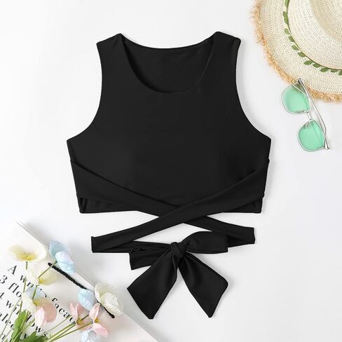 Balasami المرأة داعمة عالية الرقبة كيبك الصليب بيكيني مطبوع رفع الحشو التفاف التعادل تانك ملابس السباحة المايوه القمم فقط in Kuwait