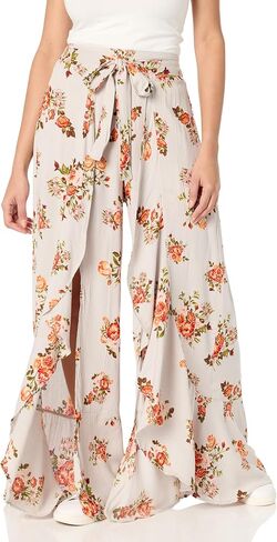 Angie Women's Floral Ruffle Wrap Pant with Slits in Saudi Arabia