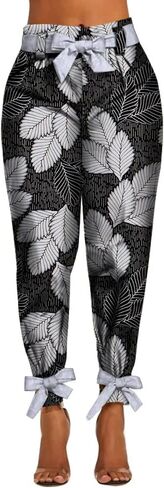 iooiooi Newer Fashion Women African Printed Cotton Casual Long Pants with Fitting Belt in Saudi Arabia