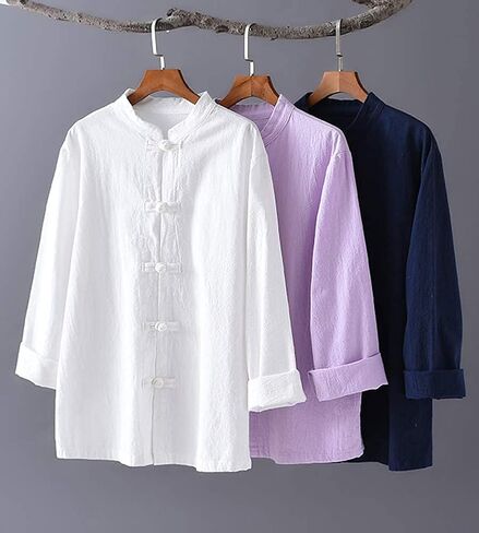 Kedera Women's Linen Shirts Retro Mandarin Collar Chinese Frog Button Tops Blouse in Saudi Arabia