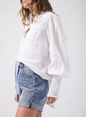 Cicy Bell Women's Button Down Shirts Lantern Long Sleeve Collar Neck Casual Cotton Blouse Tops in Saudi Arabia