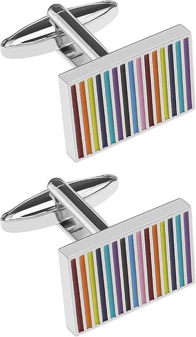 1 Pair Colourful Stripes Rectangle Cufflinks Copper Rainbow Cufflink for Business Meetings Weddings Anniversaries Birthday Parties in Saudi Arabia