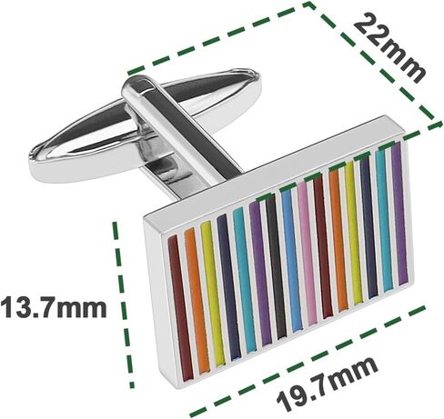 1 Pair Colourful Stripes Rectangle Cufflinks Copper Rainbow Cufflink for Business Meetings Weddings Anniversaries Birthday Parties in Saudi Arabia