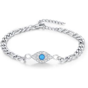 سوار عين الشر الأزرق S925 من الفضة الإسترليني الأزرق أوبال عين الشر قابل للتعديل سوار عين الشر هدية مجوهرات للنساء in Kuwait