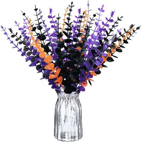Yinder 24 Pcs Eucalyptus Stems Artificial Faux Eucalyptus Branches Stems Fake Leaf Stem Christmas Decor Plants for Halloween Party Wedding Flower Home Farmhouse Decor (Bright Color)
