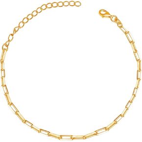 LeCalla 925 Sterling Silver Solid Italian Paperclip Link Chain Bracelet | Clasp Paperclip Chain Bracelets | Diamond-Cut Paperclip Chain Women Bracelet