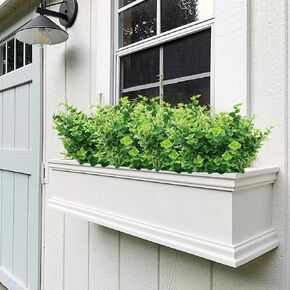 Artificial Flowers Outdoor UV Resistant, Faux Fake Plants Plastic Flowers Bushes Shrubs Artificial Greenery Home Porch Stems Outside Window Box Decor (White, 12 Bundles)