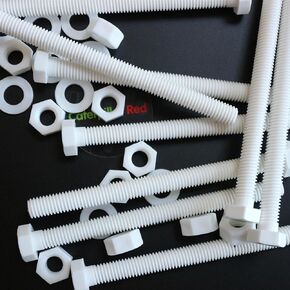 10x White Hexagon Head Screws Polypropylene (PP) Plastic Nuts and Bolts, Hex Head, Washers, M8 x 100mm, Fastener, Water Resistant, Anti-Corrosion, Chemical Resistant, 5/16 x 3 15/16