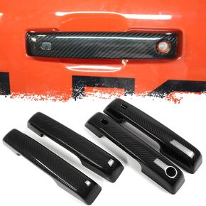 Outer Door Handle Cover for Ford F-150 F150 Raptor R Shelby Limited Lariat Off-Road 2021 2022 2023 2024,Genuine Carbon Fiber Door Button Overylay Trim