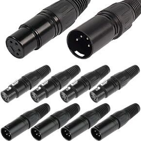 5 Pin XLR Female Plugs Connectors & 5 Pin XLR Male Plugs Connectors, 5 Pin XLR Male Female Plug Audio Mic Microphone Connector for Speaker, Microphone, Camera, Amplifier (8 Pack) in Kuwait
