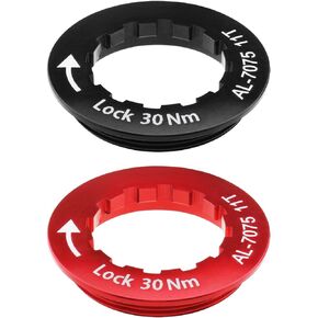 eMagTech 2PCS 11T Cassette Lock Ring Aluminium Alloy Bicycle Flywheel Ring Cover 36mm Diameter for Mountain Road Bikes Black & Red