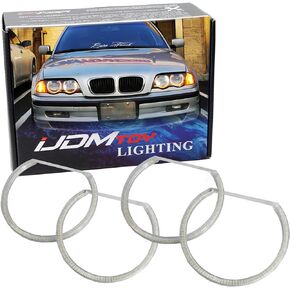 iJDMTOY Switchback Dual-Color White/Amber 336-SMD LED Angel Eyes Halo Rings Kit Compatible with BMW E36 E46 3 Series E39 5 Series E38 7 Series (Fit Xenon Trim ONLY)