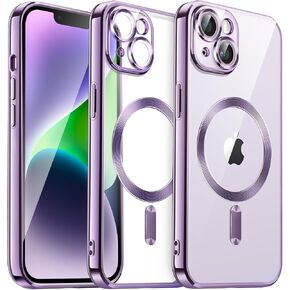 JETech Soft Clear Case for iPhone 14 Plus 6.7-Inch, Camera Lens Full Protection, Compatible with MagSafe Wireless Charging, Shockproof Electroplated TPU Phone Cover (Black) in Saudi Arabia