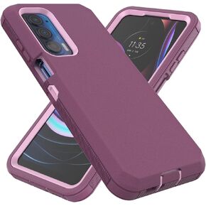 حافظة لهاتف Motorola Moto Edge 2021، حافظة Moto Edge 5G UW، حافظة حماية شديدة التحمل ضد الغبار والصدمات 3 في 1 غطاء هاتف متين لهاتف Moto Edge 5G UW/Moto Edge 2021 (أسود)