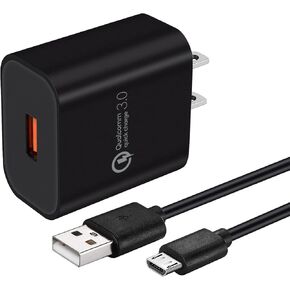 شاحن حائط سريع الشحن 3.0 لهاتف Lg Aristo/4+/Stylo 2V/Stylo 3 Plus/K8/K20 V/VS835، Arena 2/Escape 2 3 Plus/Fiesta 2/Harmony 3/Prime 2، Samsung J3 J4، Sony اكسبيريا Z2 Z4 C5، كابل يو اس بي مايكرو in Kuwait