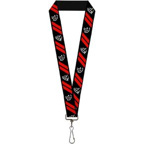 Buckle-Down Lanyard Demon Dodge Rhombus Hellcat Icons Black Red White, 22" x 1" (LY-1.0-WRH013)