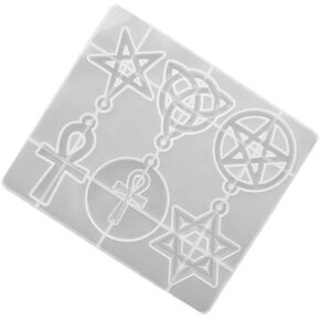 Silicone Resin Molds Pentagram, Star of David, Trinity Knot, Ankh Cross Epoxy Mold for Making Earrings Resin Pendants DIY Decoration