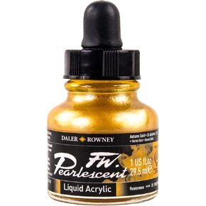 زجاجة حبر أكريليك Daler-Rowney FW Pearlescent باللون الذهبي الخريفي - حبر رسم أكريليك للفنانين والطلاب - حبر الخط الدائم - حبر أرشيفي للتوضيح والمزيد