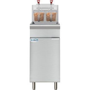 KoolMore 40 lb. Floor Standing Natural Gas Commercial Deep Fryer with 90,000 BTU in Stainless-Steel, ETL Listed (KM-FDF40-NG)