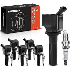 A-Premium Ignition Coils and Spark Plugs Kits Compatible with Chevrolet Trailblazer 2006-2009, Trailblazer EXT 2006 & Buick Rainier 2006-2007 & Isuzu Ascender 2006-2007 & Saab 9-7x 2006-2009 6-PC Set