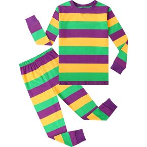 A&J DESIGN Pure Cotton Striped Pjs for 2-14 Years Kids, 2-Piece Pajamas Set.