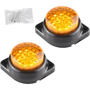Boigoo Truck Side Marker LED Lights 12-24V, Round 2.75 Inch Distance Screws Trailer Side Indicator Lamp Amber Glow