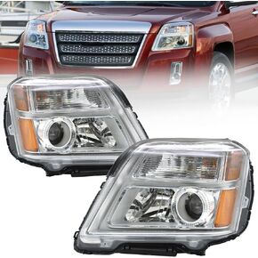 Halogen Headlights Assembly Fit for 2010-2015 GMC Terrain SUV, All bulbs included Driver and Passenger Side