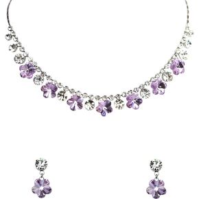 Faship Gorgeous Premium Rhinestone Rhinestone Crystal Floral Necklace Earrings Set