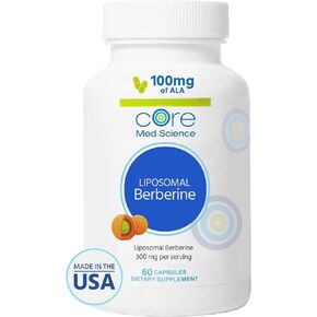 Core Med Science Liposomal Berberine Supplement, 300mg (60 Count) - Berberine HCL Extract Capsules Support Liver & Heart Health - Non-GMO, Gluten-Free, Wheat-Free, & Dairy-Free Vegetarian Capsules