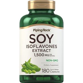 Piping Rock Soy Isoflavones | 1500 mg | 180 Capsules | Non-GMO, Gluten Free Extract Supplement