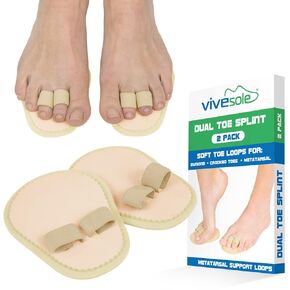 Budin Splint Toe Straightener (Pair) - Hammer Toe Corrector for Women, Men - Crooked Toe, Joint Realign Cushion Brace for Claw, Curled - Metatarsal Support Loop Guard Alignment Corrector Wrap
