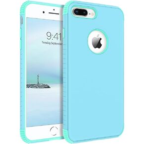 حافظة BENTOBEN iPhone 8 Plus، حافظة iPhone 7 Plus، 2 في 1 نحيفة هجينة مقاومة للصدمات من مادة البولي كربونات الصلبة الواقية من السقوط لهاتف iPhone 8 Plus / 7 Plus 5.5 بوصة، أرجواني/أخضر in Kuwait