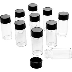 10PCS, 5ml Transparent Glass Liquid Sample Bottle with Screw Cap, Empty Refillable Travel Glass Essential Oil Bottle, Storage and Testing Small Bottle Container (10)