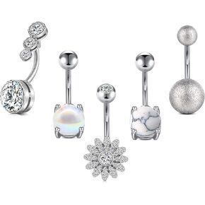 FECTAS 14G حلقات زر البطن الجراحية الصلب تشيكوسلوفاكيا السرة خواتم البطن للنساء الفتيات هيئة ثقب المجوهرات 5 قطعة حزمة in Kuwait