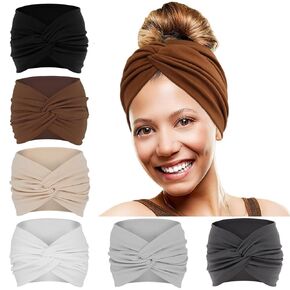 Wide Headbands For Women Extra Large Headband Twisted Knot Head Bands For Women's Hair Band Turban Accessories 6 Pack