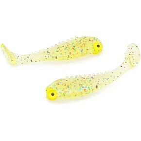 10PCS Simulated Fish Glow in The Dark Fishing Lures Soft Fishing Bait Walleye Fishing Lures, Transparent Yellow