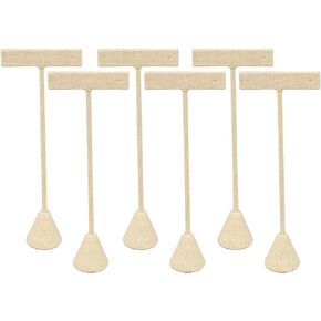 N'ice Packaging - 6 Qty Beige Linen 6.75" High Free-Standing Earring T-Stand Display, T Shape Holder for Tradeshow, Home Business, Promotion, or just for Home