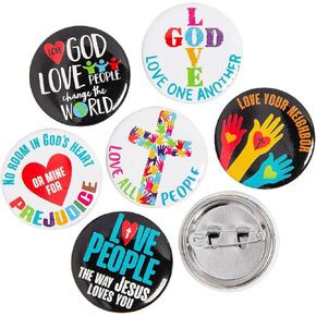 Fun Express Love GOD Love People Mini Buttons - Jewelry - 48 Pieces