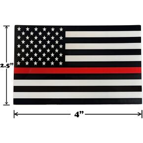 Thin Red Line US Flag Stickers | Set of 4 | 4" x 2.5" | Decals Black White and Red Support Firefighters and EMT UV Resistant Weatherproof