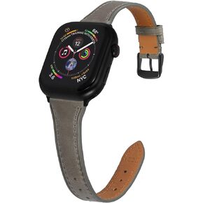 Anbeer Slim Leather Band Compatible with Apple Watch Band 40mm 38mm 41mm 42mm 44mm 45mm 49mm Women, Top Grain Genuine Leather Strap Thin Watch Wristband for iWatch Series 9 8 7 6 5 4 3 2 1 SE Ultra 2