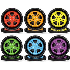 48Pcs Race Car Party Supplies Colorful Tire Paper Plates 7" Racing Sports Themed Dessert Plates Racing Truck Themed Party Decorations for Kids Boys Birthday Baby Shower Party Favors Serves 48 Guests