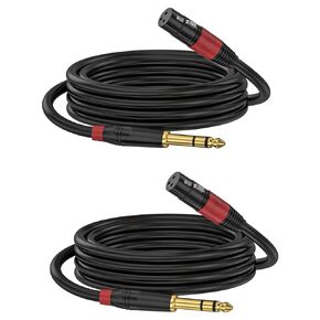 1/4" TRS to XLR 3M Pro Balanced Interconnect Cable,XLR Female to 1/4 Inch (6.35mm) Stereo Balanced Microphone Stereo Audio Converter AdapterCable 2Pack- 10Feet