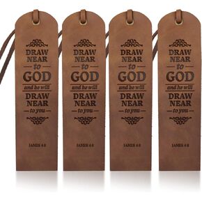 4pcs Compass Leather Bookmarks 2×7inch Classic Nautical Compass NOT All WHO Wander are Lost Handmade Genuine Leather Book Markers for Writers Book Lovers and Bookworms