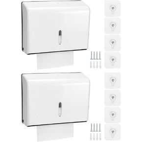 QWORK Paper Towel Dispenser Wall Mount, 2 Pack Multifold Hand Towel Dispenser, Tri-fold Commercial Hand Towel Dispenser for Bathroom, Kitchen, Office, White