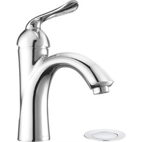 Black Bathroom Faucet Single Hole, Lava Odoro Single Handle Bathroom Sink Faucet, Black Vanity Faucet with Pop up Drain Assembly, Deck Plate Included, BF290-B