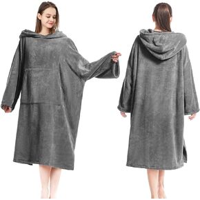 Surf Poncho Changing Robe, Super Soft Swimming Poncho Changing Towel with Pocket and Hood for Outdoor Indoor (Blue)
